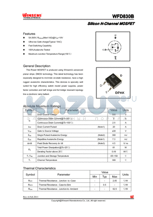 WFD830B datasheet - Silicon N-Channel MOSFET