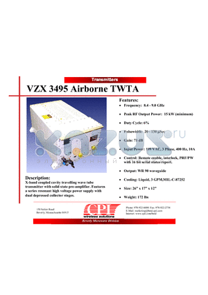VZX3495 datasheet - Airborne TWTA