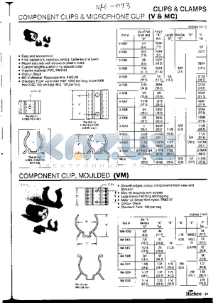 V-1001 datasheet - COMPONENT CLIPS & MICROPHONE CLIP