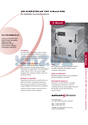 VZX-6986J4 datasheet - CPI 2.25/2.50 kW TWT X-Band HPA