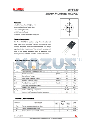 WFF630 datasheet - Silicon N-Channel MOSFET