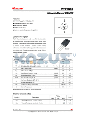 WFF9N90 datasheet - Silicon N-Channel MOSFET