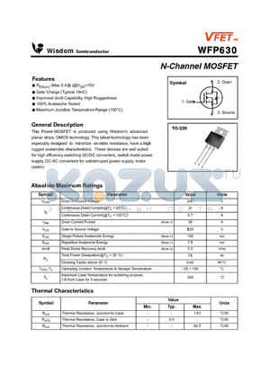 WFP630 datasheet - N-Channel MOSFET