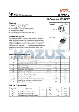 WFP640 datasheet - N-Channel MOSFET