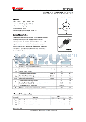 WFP830 datasheet - Silicon N-Channel MOSFET
