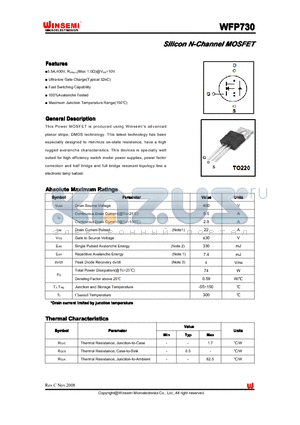 WFP730 datasheet - Silicon N-Channel MOSFET