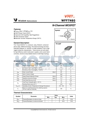 WFF7N60 datasheet - N-Channel MOSFET