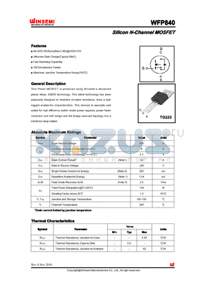 WFP840 datasheet - Silicon N-Channel MOSFET