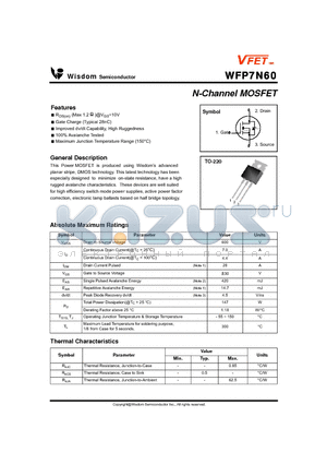 WFP7N60 datasheet - N-Channel MOSFET