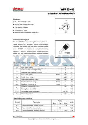 WFP50N06 datasheet - Silicon N-Channel MOSFET