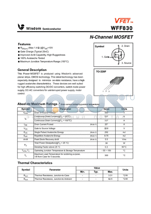 WFF830 datasheet - N-Channel MOSFET