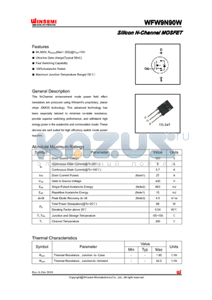 WFW9N90W datasheet - Silicon N-Channel MOSFET