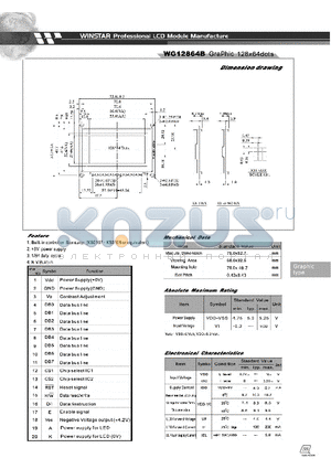 WG12864B datasheet - WINSTAR Professional LCD Module Manufacture