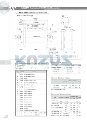 WG12864C datasheet - LCD MODULE GRAPHIC 128 X 64 DOTS
