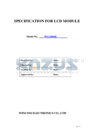 WG12864E datasheet - SPECIFICATION FOR LCD MODULE
