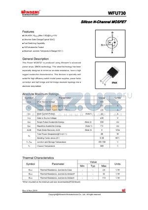 WFU730 datasheet - Silicon N-Channel MOSFET