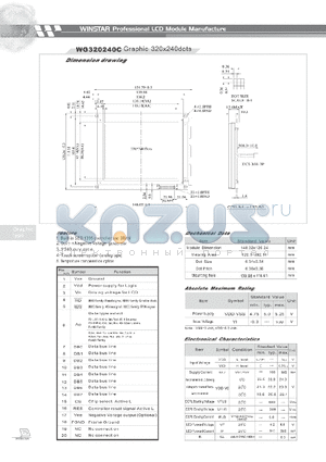 WG320240C datasheet - WINSTAR Professional LCD Module Manufacture