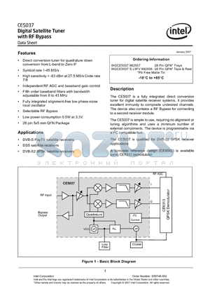 WGCE5037882557 datasheet - Digital Satellite Tuner with RF Bypass