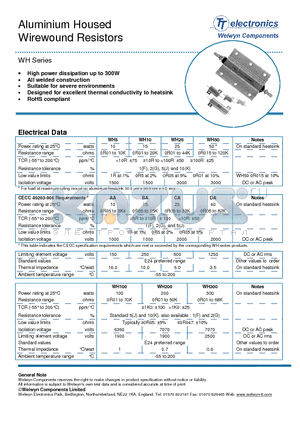 WH10 datasheet - Aluminium Housed Wirewound Resistors