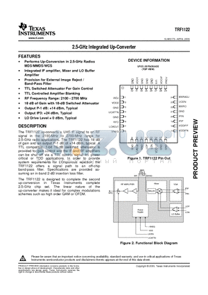 TRF1122 datasheet - 2.5-GHz Integrated Up-Converter