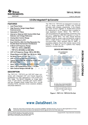 TRF1211 datasheet - 3.5-GHz Intergrated IF Up-Converter