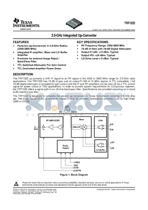 TRF1222IRTMTG3 datasheet - 3.5-GHz Integrated Up-Converter