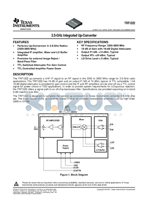 TRF1222IRTMT datasheet - 3.5-GHz Integrated Up-Converter