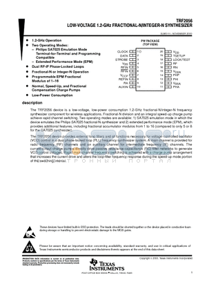 TRF2056 datasheet - LOW-VOLTAGE 1,2-GHz FRACTIONAL-N/INTEGER-N SYNTHESIZER