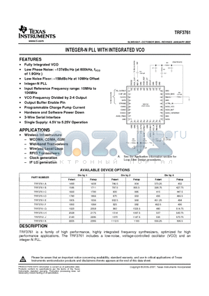 TRF3761-B datasheet - INTEGER-N PLL WITH INTEGRATED VCO