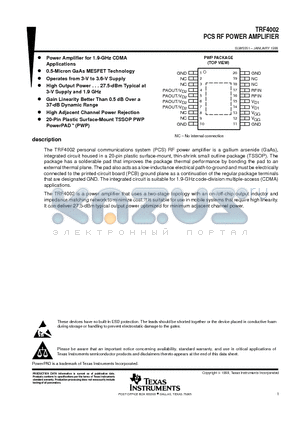 TRF4002 datasheet - PCS RF POWER AMPLIFIER