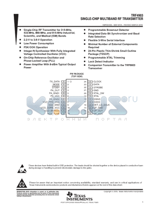 TRF4903 datasheet - SINGLE-CHIP MULTIBAND RF TRANSMITTER