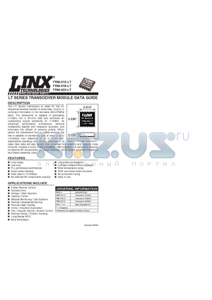 TRM-418-LT datasheet - LT SERIES TRANSCEIVER MODULE DATA