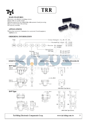 TRR1B24F50D datasheet - Miniature, cost-efective switching solution,,state of the art capsule designs