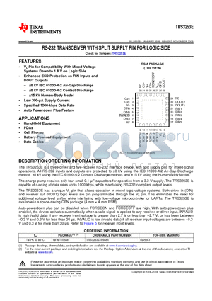 TRS3253E_10 datasheet - RS-232 TRANSCEIVER WITH SPLIT SUPPLY PIN FOR LOGIC SIDE