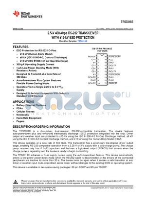 TRS3318ECDB datasheet - 2.5-V 460-kbps RS-232 TRANSCEIVER WITH a15-kV ESD PROTECTION