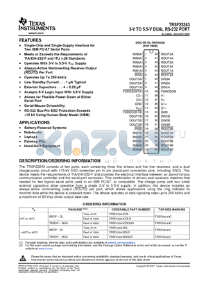 TRSF23243 datasheet - 3-V TO 5.5-V DUAL RS-232 PORT