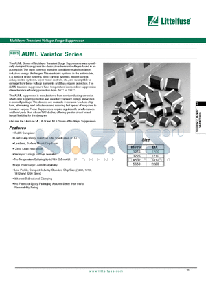 V18AUMLA1206_06 datasheet - Multilayer Transient Voltage Surge Suppressor