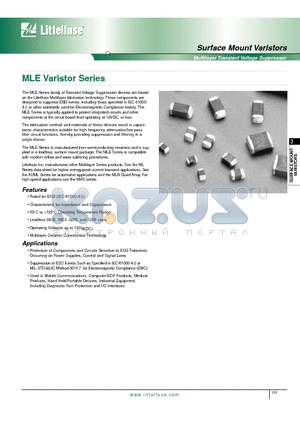 V18MLE0603 datasheet - Multilayer Transient Voltage Suppressor