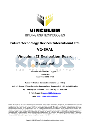 V2-EVAL datasheet - Vinculum II Evaluation Board