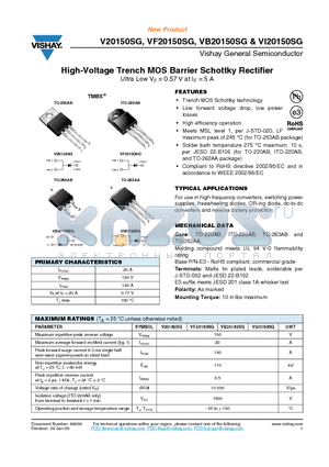 V20150SG datasheet - High-Voltage Trench MOS Barrier Schottky Rectifier