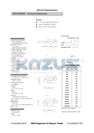 WIW1024-L-201 datasheet - Trimming Potentiometer