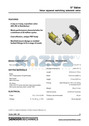 V2101PV12P80 datasheet - Value squared switching solenoid valve