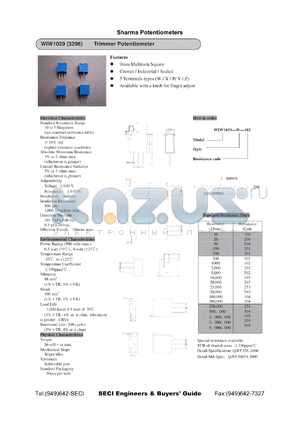WIW1029-Z-104 datasheet - Trimmer Potentiometer
