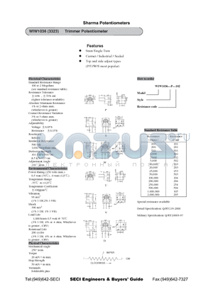 WIW1036-P-201 datasheet - Trimmer Potentiometer