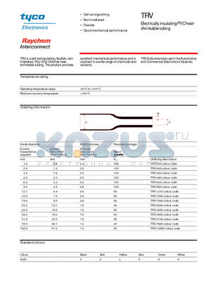TRV-2540 datasheet - Electrically insulating PVC heat shrinkable tubing