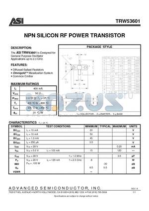 TRW53601 datasheet - NPN SILICON RF POWER TRANSISTOR