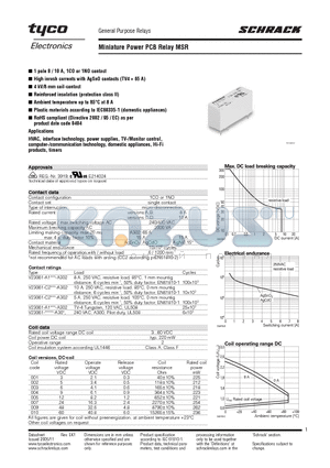 V23061-A1005-A502 datasheet - High inrush currents with AgSnO contacts