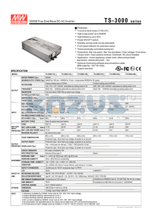 TS-3000-112 datasheet - 3000W True Sine Wave DC-AC Inverter