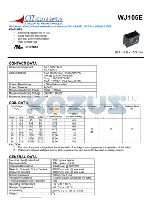 WJ105E1A12VDC.45 datasheet - CIT SWITCH