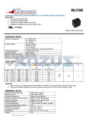 WJ1061A12VDC.36 datasheet - CIT SWITCH